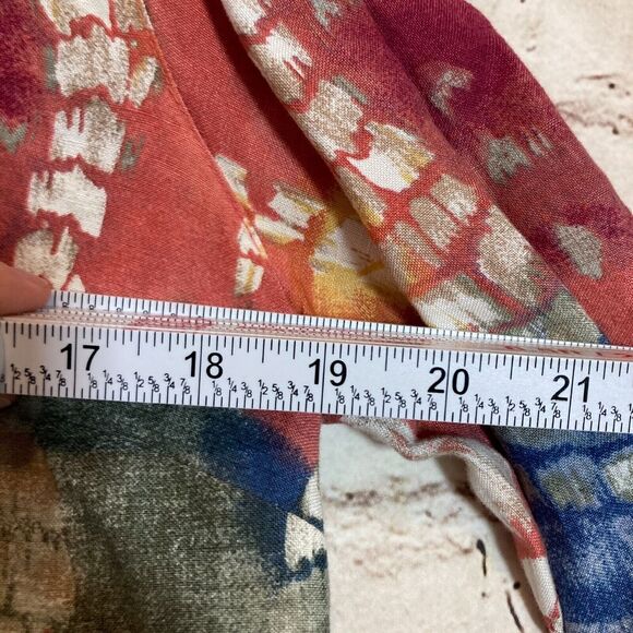 c.l.o.t.h.e.s. Tunic Top Womens Small Linen Watercolor Mandarin Collar Boho - Picture 12 of 13